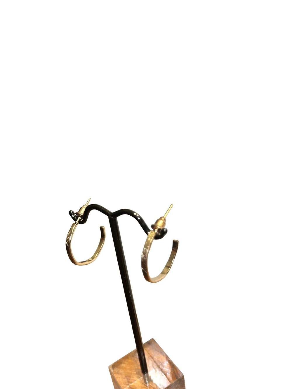 Vintage Gold Tone Textured Small Hoop Earrings